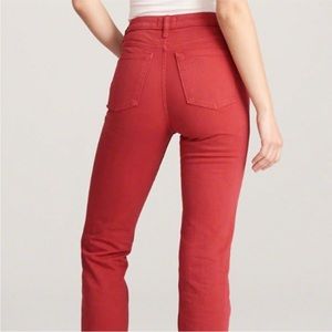 High Rise Straight Ankle Red Abercrombie & Fitch Jeans